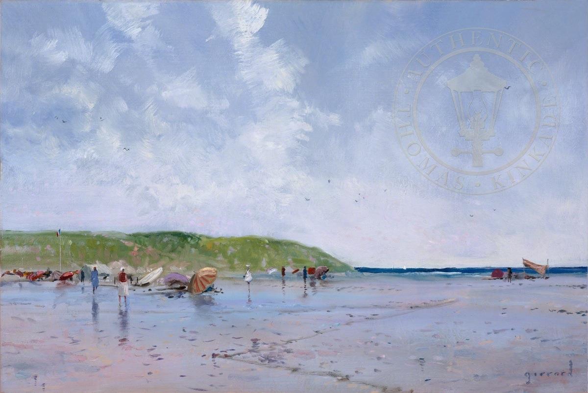 Parasols bord de mer Robert Girrard Thomas Kinkade Peintures à l'huile